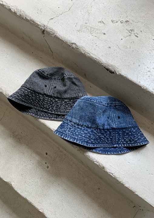 denim bucket hat (black,blue)