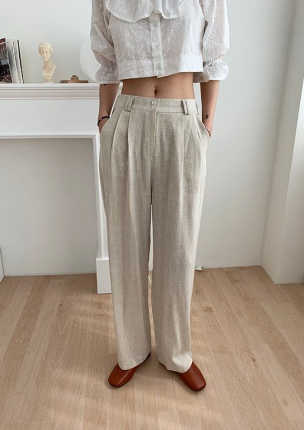 modern linen trousers (beige,khaki)