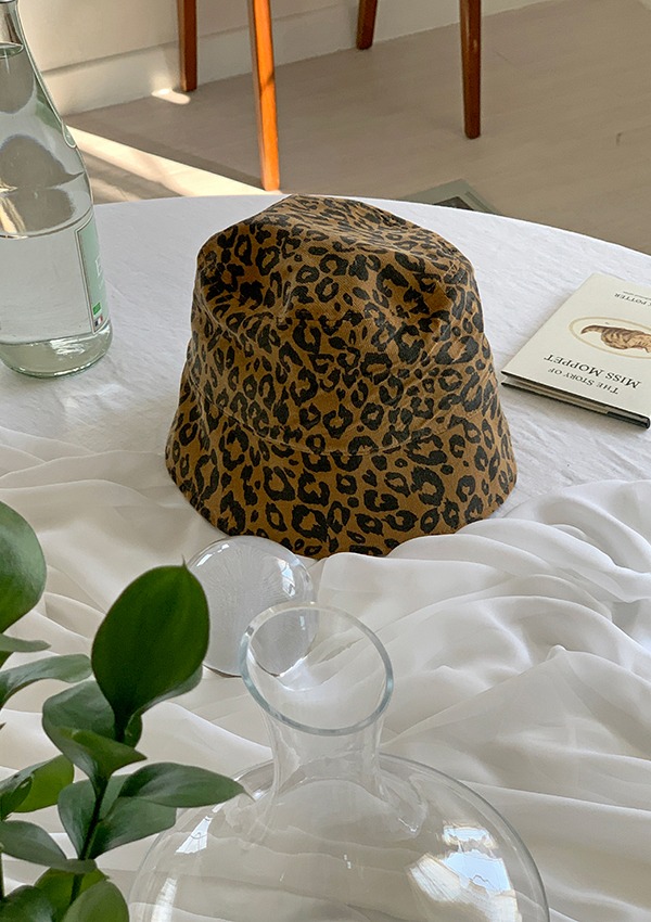 leopard down bucket hat