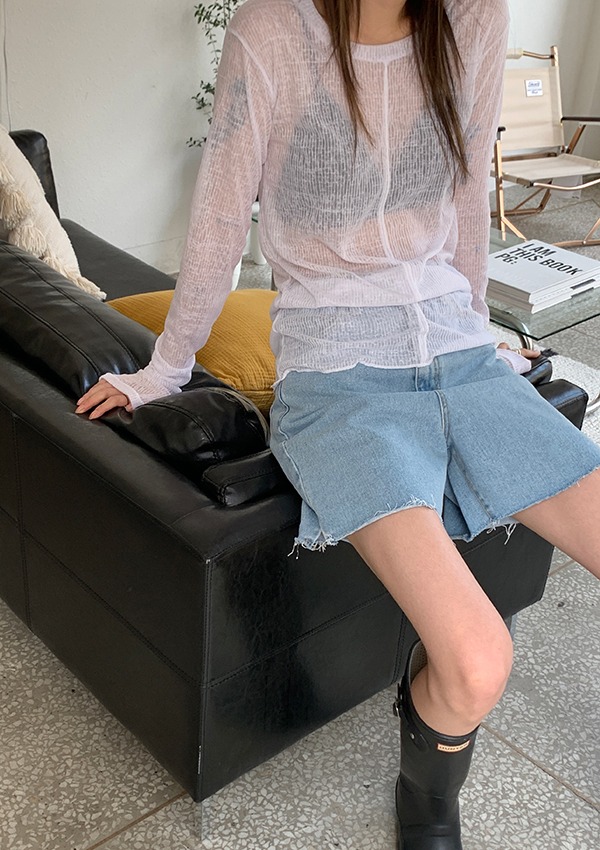 see-through long tee (5color)