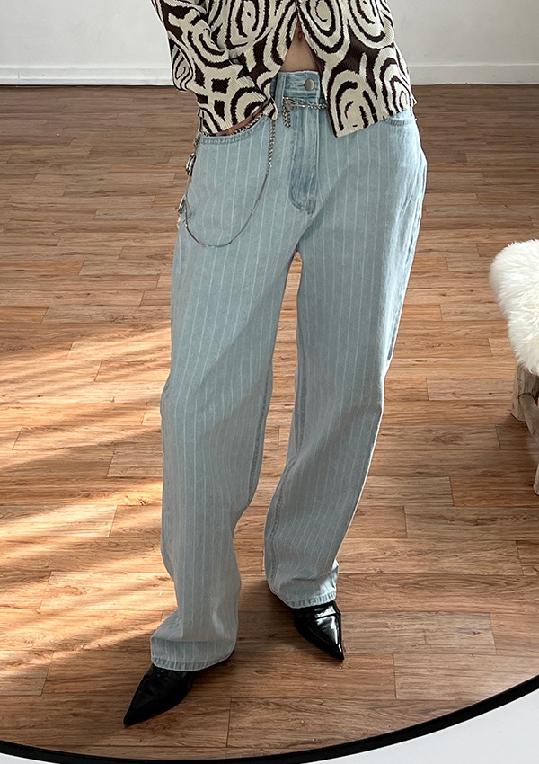 stripe denim pants (light-blue)