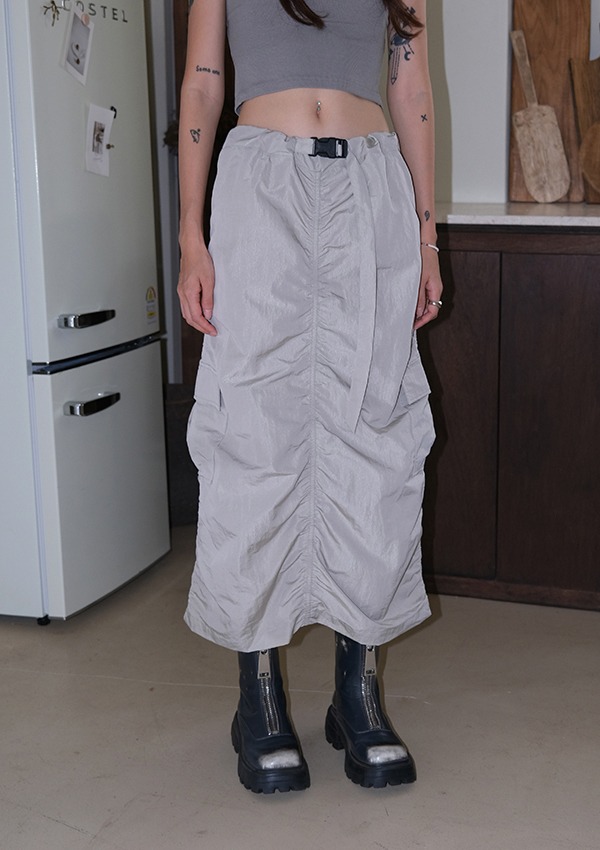 zip shirring skirt (2color)