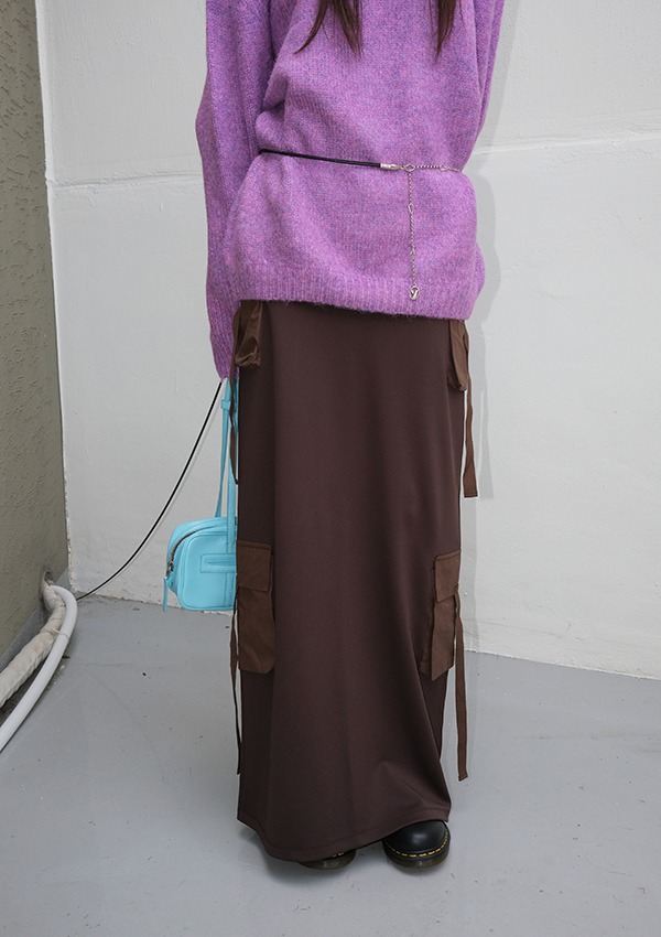 tail pocket maxi skirt (2color)