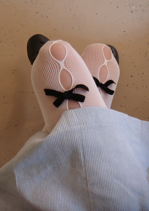 ribbon mesh stocking (ivory)