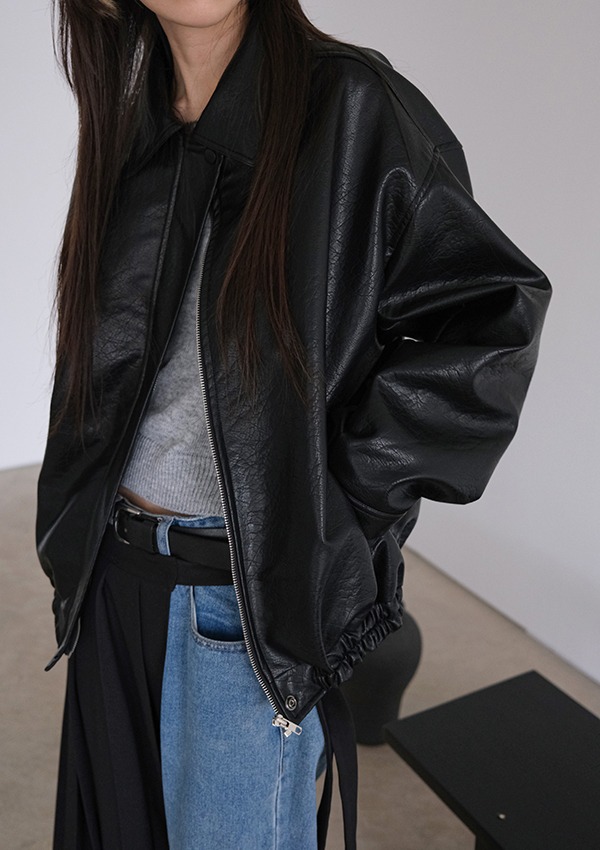 dui leather jumper (black)