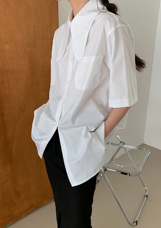 collar half shirt (white,mint)