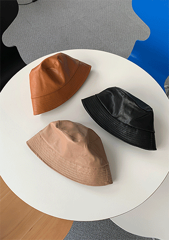 leather bucket hat (3color)
