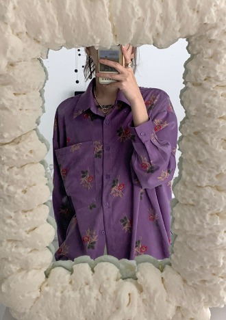 purple flower shirt