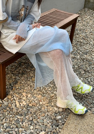 pleat see-through pants (4color)