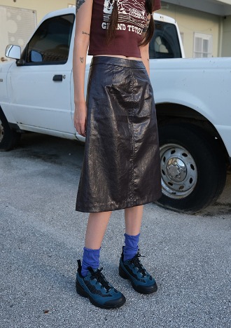 crack leather skirt (3color)