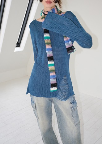 damage long knit (4color)