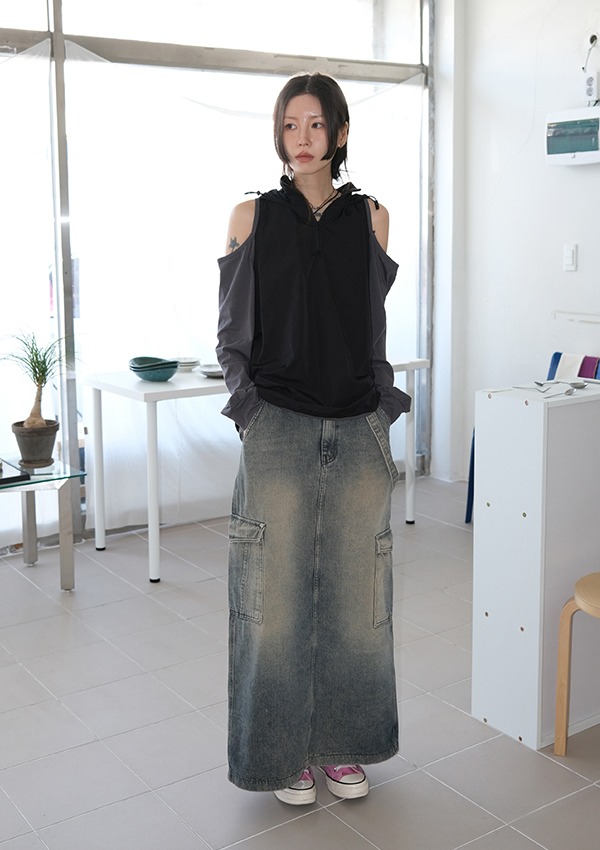 with long denim skirt (blue-gray)*입고지연 순차적발송